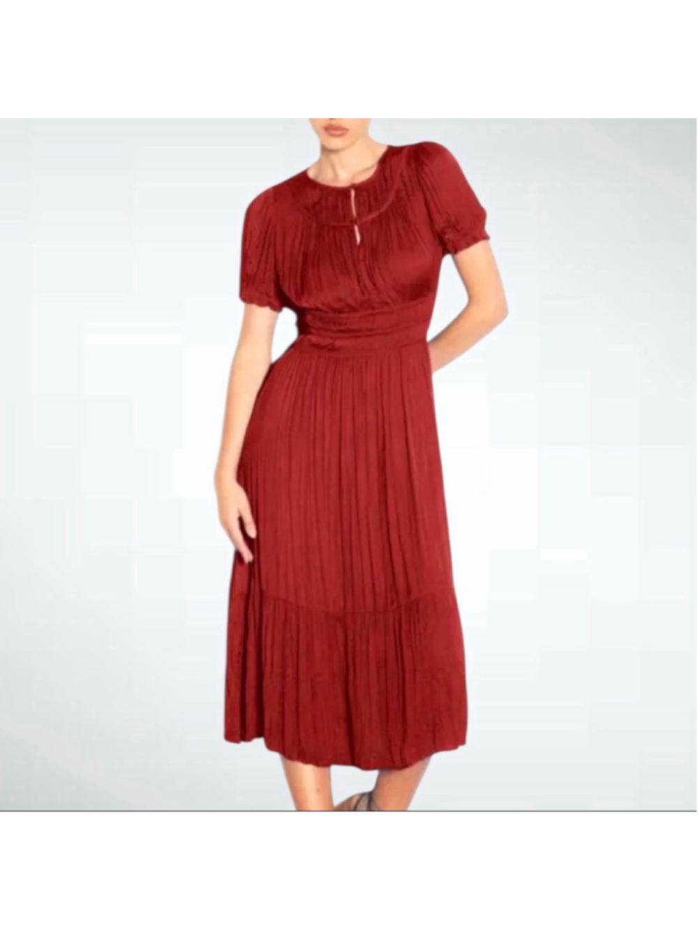 Anthropologie Current Air Brooklyn Midi Dress in Burgundy Size M